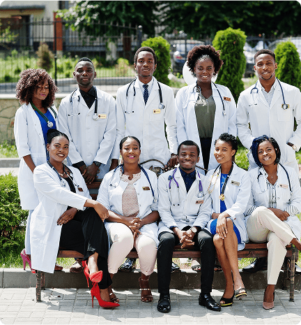 Group of medical professionals in lab coats